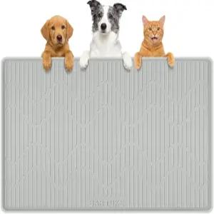 바투케 실리콘 고양이 및 개 사료 매트 24인치 x 17인치 볼용 대형 반려동물 가장자리가 올라간 음식 물용