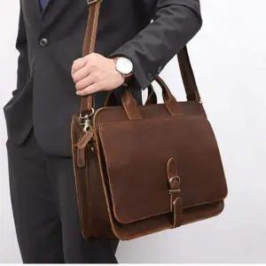 남성용 가죽 크로스백 업무용 고급 서류가방 브리프케이스
