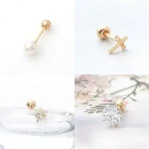 별 10K 금 큐빅 피어싱 기본 진주 골드 여성피어싱 여 금피어싱 10K피어싱 피어싱귀걸이