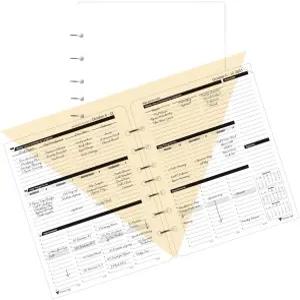 플래너 패드 7 홀 루즈 3단 깔때기 다운 12개월 정리함 2025년 10월 ~ 2026년 9월 3/4인치 x 8 1/2