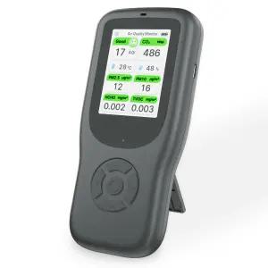 11-in-1 대기질 모니터 - 스탠드가 있는 휴대용 실내 공기질 감지기 AQI CO2 PM2.5 PM1.0 PM10 TVOC HCHO