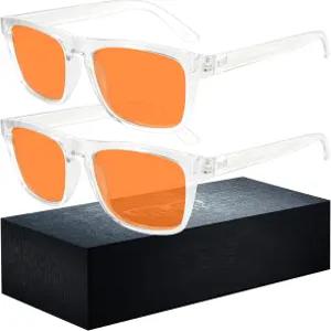 HMTIY 2 팩 99 블루 라이트 글래스 남성 여성 컴퓨터 게이밍 레이 필터링 앰버 렌즈 안티 스트레인