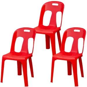 국산 등받이 의자 4호 빨강 3개 간이 보조 플라스틱 야외 행사 편의점 학교 포장마차 포차
