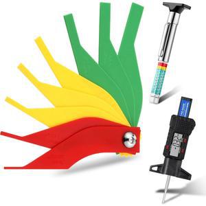 오토바이, 자동차, 트럭 및 버스용 타이어 트레드 깊이 게이지 도구 디지털 브레이크 라이닝 두께 자 코드 자동차 패드 측정 3피스