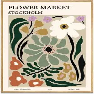 즈즈이 액자 플라워 마켓 월 아트 식물성 판화 그린 욕실용 인류학적 예술 미적 장식 - 12 x 16