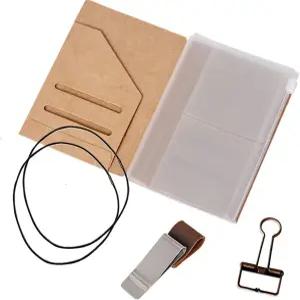 여권 사이즈 여행자 노트북 액세서리 키트 - 크래프트 파일 폴더 지퍼 케이스 펜 홀더 바인더 클립 및