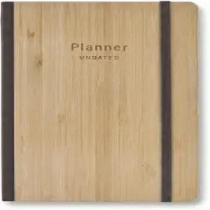 AuroPlanner 대나무 커버 날짜가 지정되지 않은 휴대용 플래너 노트북 - 일일 주간 및 월간 정리함 평면
