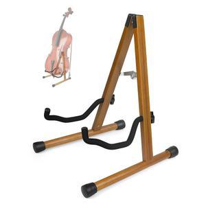활 홀더가 있는 MUSO 첼로 스탠드, 패딩 폼이 프레임 바닥 수제 랙, 1/2, 3/4, 7/8, 4/4 풀사이즈 및 기타, 가정용 스튜디오 디스플레이용 악기 홀더