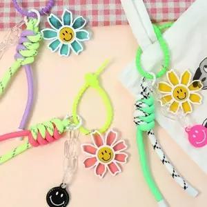 스마일 플라워 스트랩 키링 가방고리 키홀더 키체인_24528226