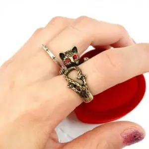 엔틱 레드아이즈 캣 반지 길이조절반지 동물반지 고양이 우정반지