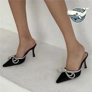 여름 힐 블로퍼구두 우아한 리본 장식 데일리 뮬슬리퍼 여성여름신발 여성블로퍼 여성뮬