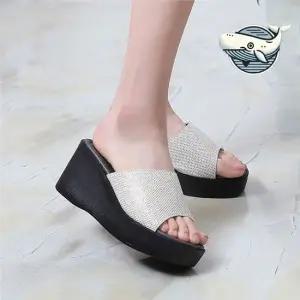 여름 통굽 웨지힐 미용실 신발 데일리 슬리퍼 뮬슬리퍼 여성여름신발 여성블로퍼 여성뮬
