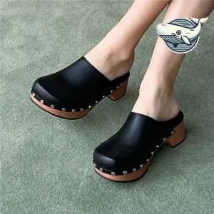 스타일리시 블로퍼 편한 여성 미들굽 캐주얼 뮬슬리퍼 여성여름신발 여성블로퍼 여성뮬