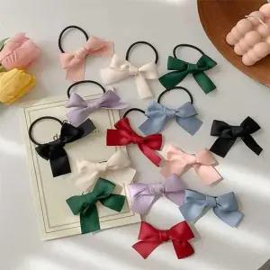 헤어밴드 헤어핀 새틴 리본 보우 미디움 머리끈 컬러 실핀 블랙실핀