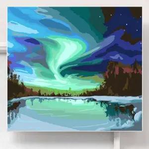 페인팅 캔버스 명화 밤하늘의 오로라 40X50