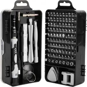 115피스 드라이버 세트 - 전자제품 가전제품 및 DIY 프로젝트를 위한 마그네틱 팁이 포함된 종합 정밀 수리
