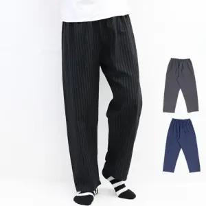 남성 밴딩 스트라이프 겉기모 파자마 바지_3