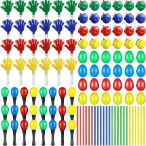 120개의 악기 학습 타악기 장난감에는 24개의 플라스틱 셰이커가 포함되어 있습니다. 손으로 들고 있는