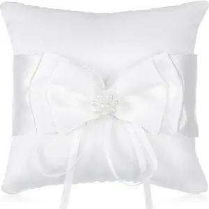 시바 웨딩 링 베어러 베개 진주 쿠션 3.9인치 새틴 보크노트 홀더 리본 포함 해변 결혼식 프로포즈 파티