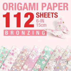CUTBLAJAT 112장 더 무거운 종이접기 일본 벚꽃 무늬 사쿠라 브론징 치요가미 6인치 15cm 와시 이지 폴드