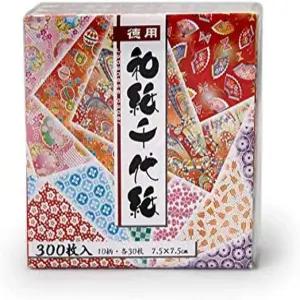 일본 바겐 300매 와시 종이 치요가미 접기 유젠 스타일 3인치 일본산 7.5cm