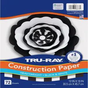 트루레이 프리미엄 건설 용지 블랙 화이트 12인치 x 18인치 72장
