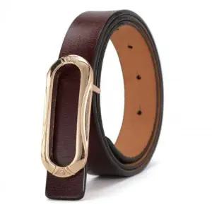 퀸즈 ZOW285N8 여성 데일리 벨트(커피) 소가죽 클래식 청바지