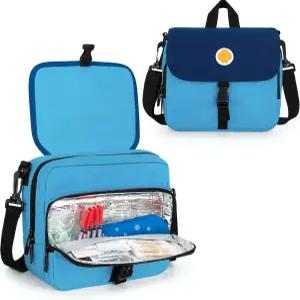 큐리오 인슐린 쿨러 여행 케이스 펜과 용품을 위한 단열 포켓과 어깨 스트랩이 있는 휴대용 용품 정리함