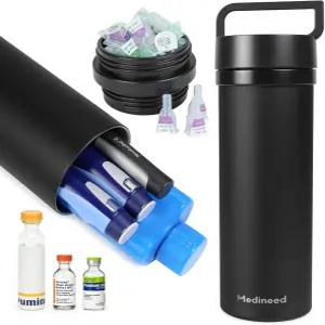 메디네이드 인슐린 쿨러 여행 케이스 TSA 승인 스팩이 포함된 60시간 냉장 주최자 용품용 바늘 수납 공간이