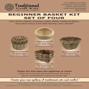 전통 공예 키트 - 초보자 바구니 4종 세트 코일 플라이트 트위드 위커