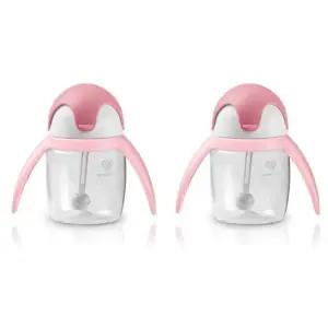 유미 유아컵 펭귄 빨대컵 신학기 준비물 240ml 핑크