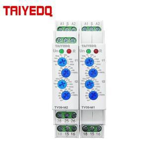 TY09-M1 M2 순환 지연 타이머 릴레이 스위치 SPDT 220V 16A AC/DC12V-240V 50/60Hz 0.1s-100 일 Din 레일