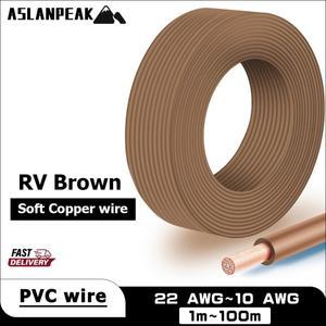 RV-Brown 22-10AWG 1-100m PVC 구리 케이블 전기 연장 코드 자동차 스피커 용 전자 와인딩 22awg