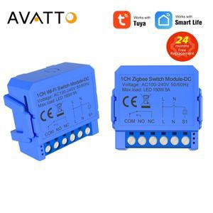AVATTO Tuya Zigbee/WiFi 스마트 스위치 원격 제어 1ch 릴레이 모듈 라이트 전동 용 24V 220V 건식 접촉 Al