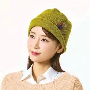 #넬]국산 반롤업 나뭇잎 뜨개 비니