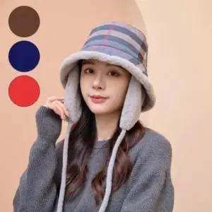 겨울모자 스트랩 버킷햇 귀달이 낚시 벙거지 모자 털 골프 캠 등산 겨울 체크
