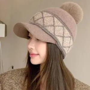 아가일 여자 스타일 방울 털모자 토끼털 고품질 귀달