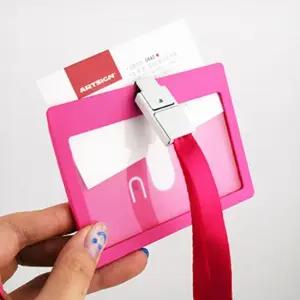 목걸이명찰 사원증 학생증 명함 명찰 가로 분홍 목걸이명찰 사원증 명찰목걸이