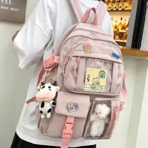 중학교 책가방 고등학교 10대 백팩 다크핑크 가방