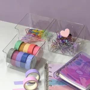 ( )정리함 투명 수납 책상 주방 사각 소