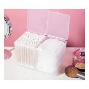 (타입 반투명)면봉 화장솜 케이스 2구 보관함 소품수납 다용도 정리 화장 대정리 실 정리함 케이스 수납함