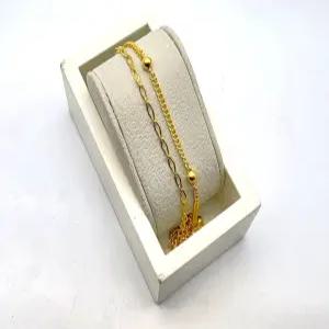 24K 순금 2돈 투체인 골드볼 팔찌(18K 연결고리 장식)