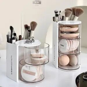 BS 퍼프보관회전테이블 화장대 정리 보관 소품 케이스 화장대정리 물품보관함