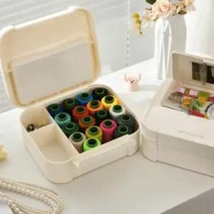 (색상 베이지)대용량 대형 바느질 도구 세트 정리함 케이스 반짇고리함