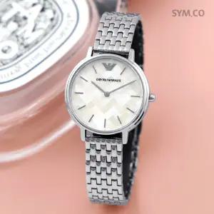 알마니 AR11112 캐쥬얼 라운드 클래식 실버 아날로그 여자 메탈 시계 d