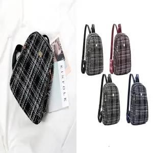 트위드 패턴 체크 오피스 여자 출근 백팩 가방_24532883