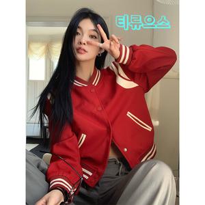코트 여성 베이직 바시티 야구점퍼 크롭 자켓 티류으스