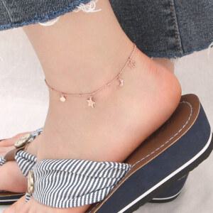 헤라 / 14Kgp 여자 패션 레이어드 로즈골드 체인 펜던트 별 달 예쁜 우정 발찌