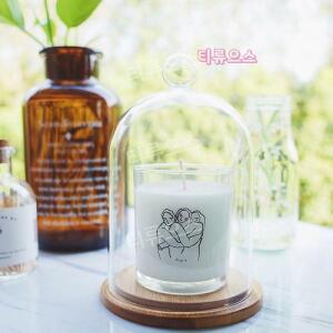 원목 캔들홀더 투명 유리 덮개 뚜껑 글라스 돔커버 향초 캔들 홀더 인테리어 소품티류