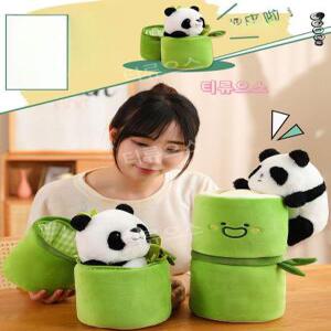 푸바오인형 대나무통에 들어간 판다 인테리어소품티류으스